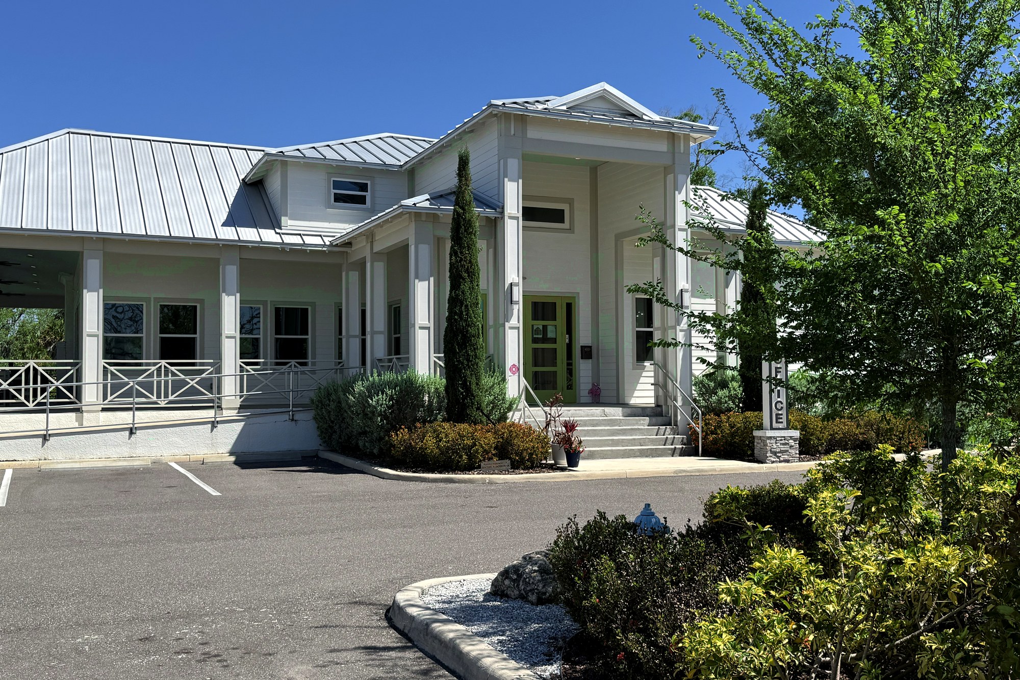 Completed two-story clubhouse building at Keylime Bay RV Resort